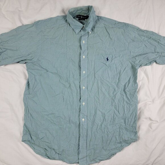 Ralph Lauren Blake Mens Large Green Plaid Button Down Shirt Casual Formal - Picture 1 of 10
